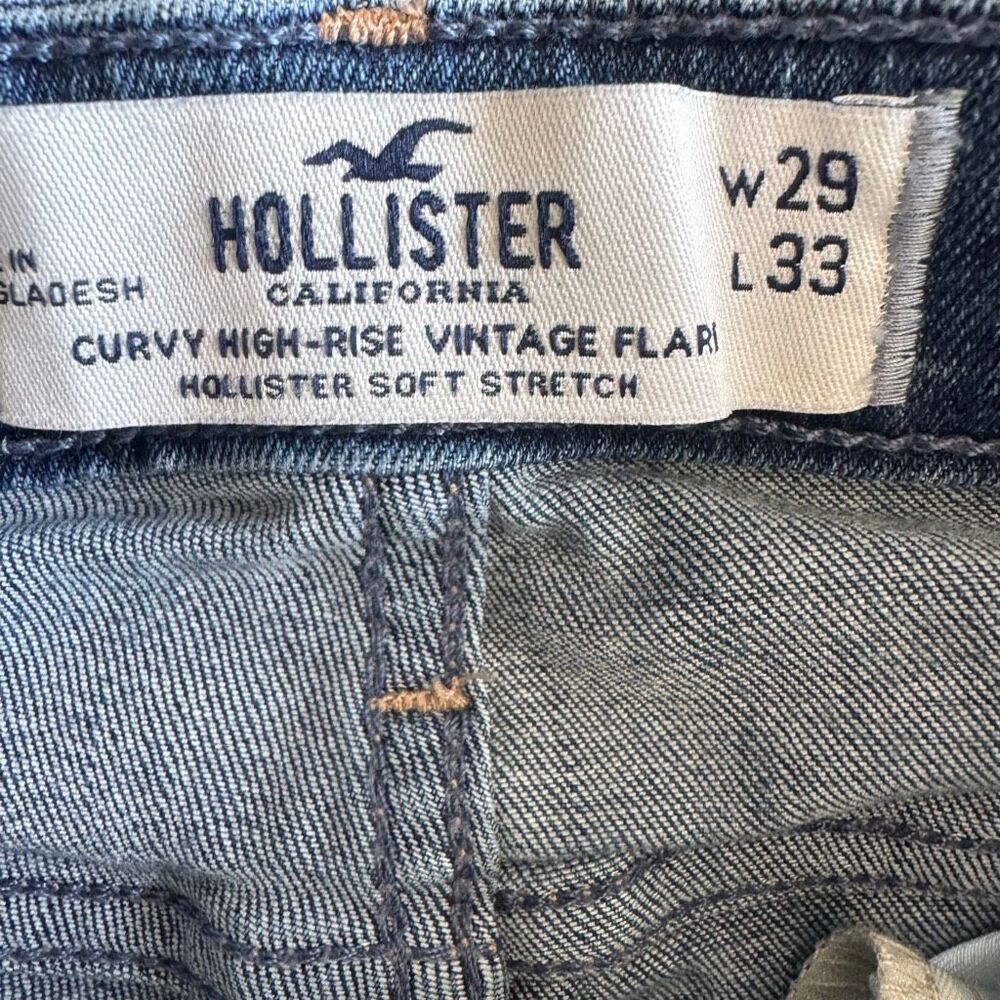 Hollister Curvy High Rise Wide Flare Jeans W29 L33 Floral Print 70s Flower Power - Picture 5 of 7